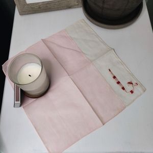 Light Pink Vintage Handkerchief with Embroidery